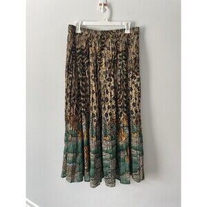 La Cera Tiered Skirt Tiger Print Elastic Waist Boho Maxi 1X Hippie Novelty